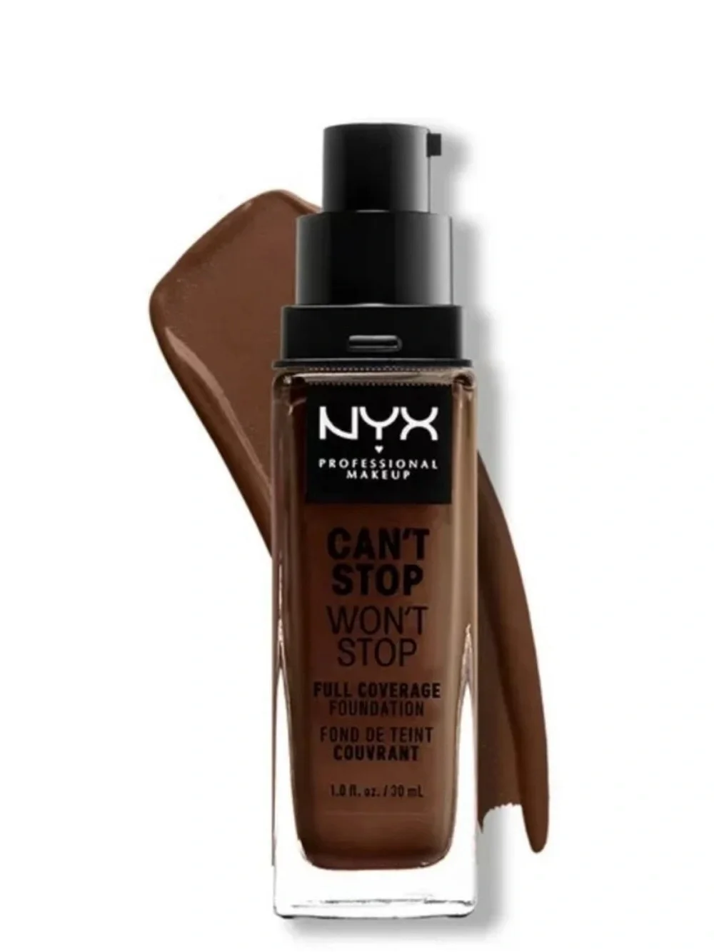 NYX Can't Stop Won't Stop Foundation 24HR Full Coverage Warm Walnut NWT